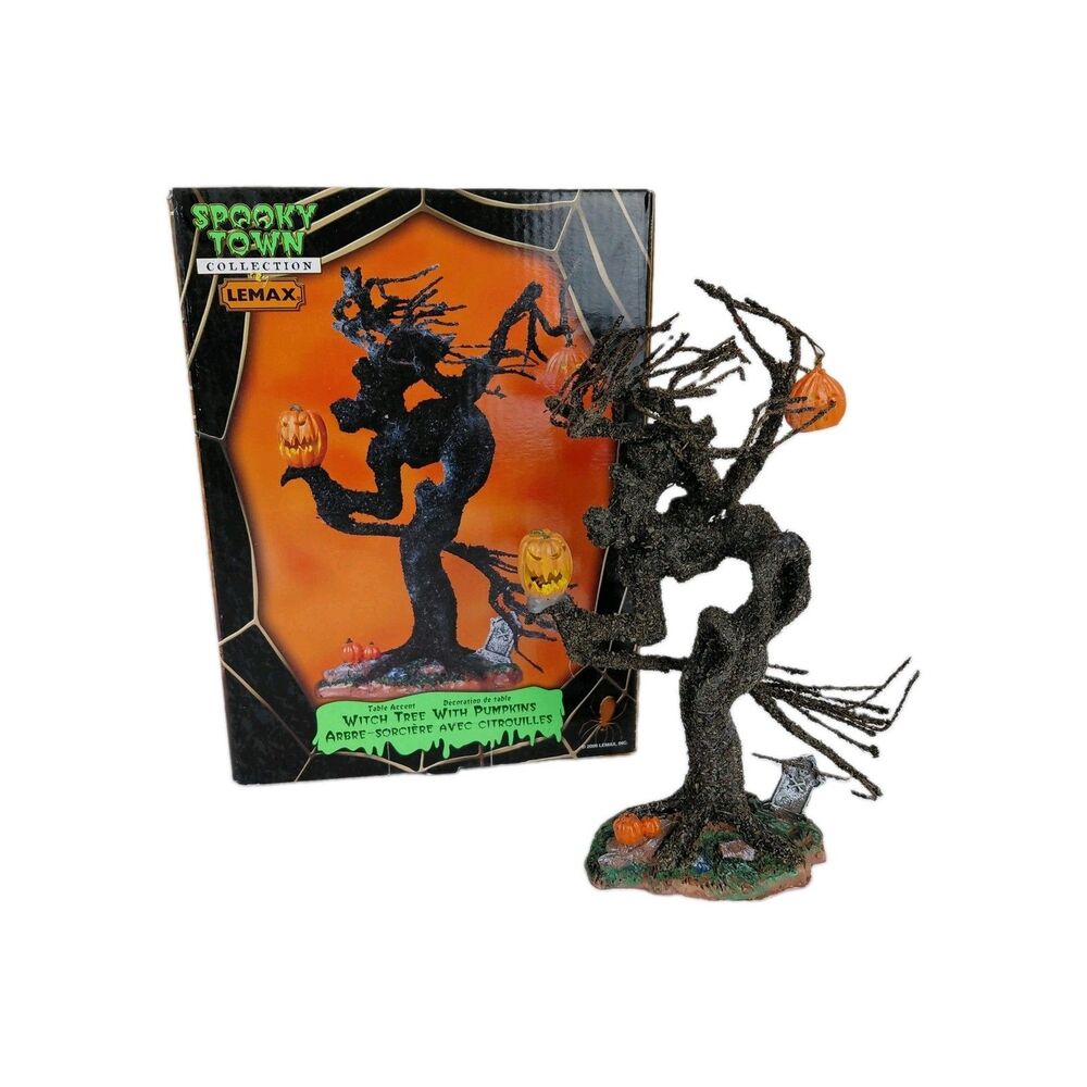 Lemax Spooky Town Witch Tree With Pumpkins Halloween Decor 2009